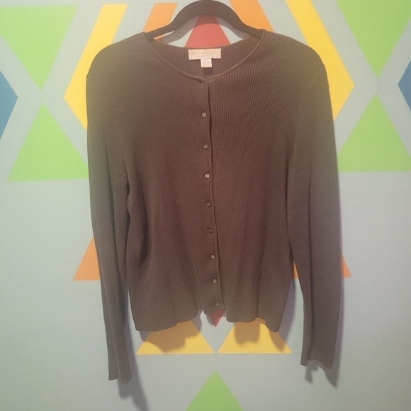 Petite Sofisticate Women's Vintage Brown Button Up Strech Cardigan Size Medium - Picture 1 of 9